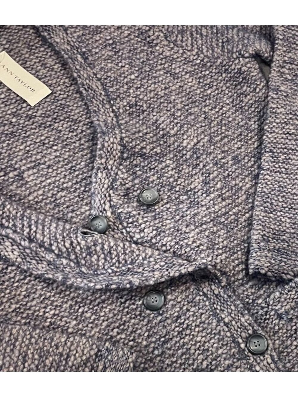 Ann Taylor Merino Wool Alpaca Cardigan Sweater XL Blue Double Breasted Academia - Picture 4 of 12